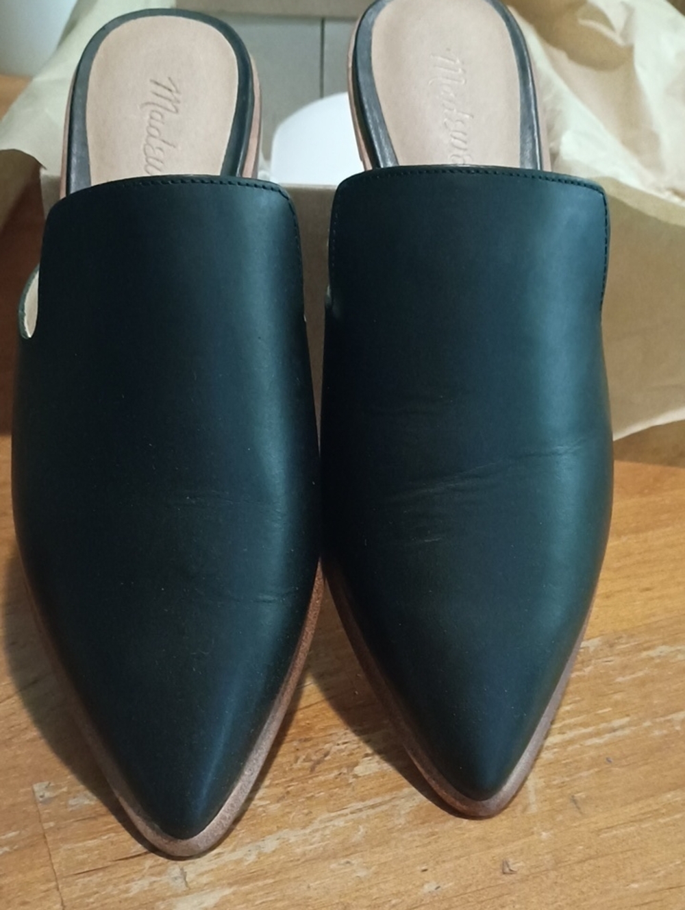 Madewell Black Pointed Leather Mules